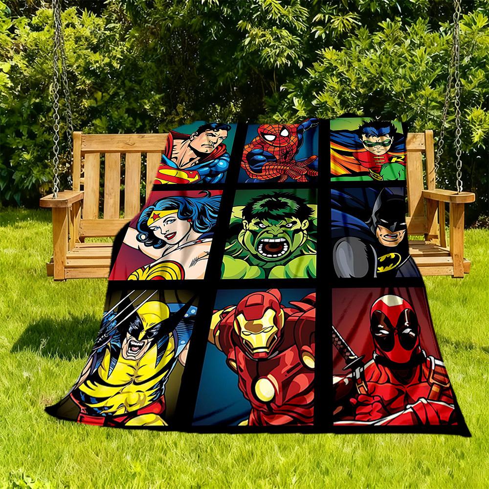 1pc Superheroes Comics Outdoor Blanket Lightweight Flannel, All-Season Use for Sofa, Bed, Travel, Camping, Living Room, Office, Couch044
