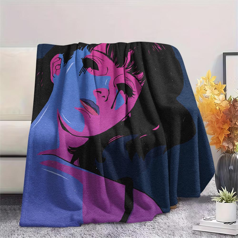 Perfect Blue Print Flannel Blanket, High Quality Comfortable for All Seasons, Home Decor, Warmth and Comfort