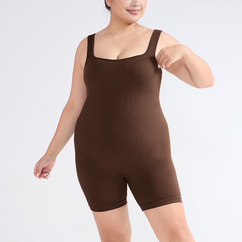 Cross-Border Plus Size Sleeveless Yoga Bodysuit: Body Shaping One-Piece Leotard & Sports Shorts