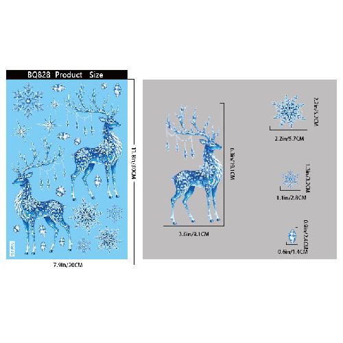 Christmas Blue Snowman Window Stickers Santa Claus Bird Snowflake Elk Ornaments Merry Christmas Happy New Year