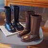 Herbst- und Winter Mädchenstiefel Modische Stiefel Mädchen Einfaches Temperament Hohe Ritterstiefel