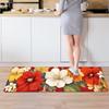 1Pcs Anti Fatigue Kitchen Rugs Bohemian Red Hibiscus Flower Print Waterproof Non Slip Thick Cushioned Mat