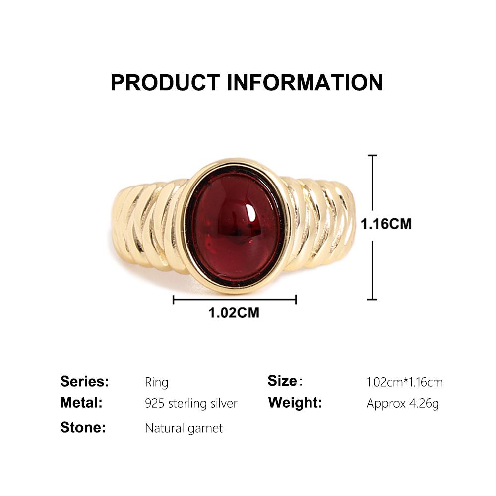 Classic design 925 sterling silver ring nature oval 8*10mm red garnet real gemstone fine jewelry for women's banquet party gifts