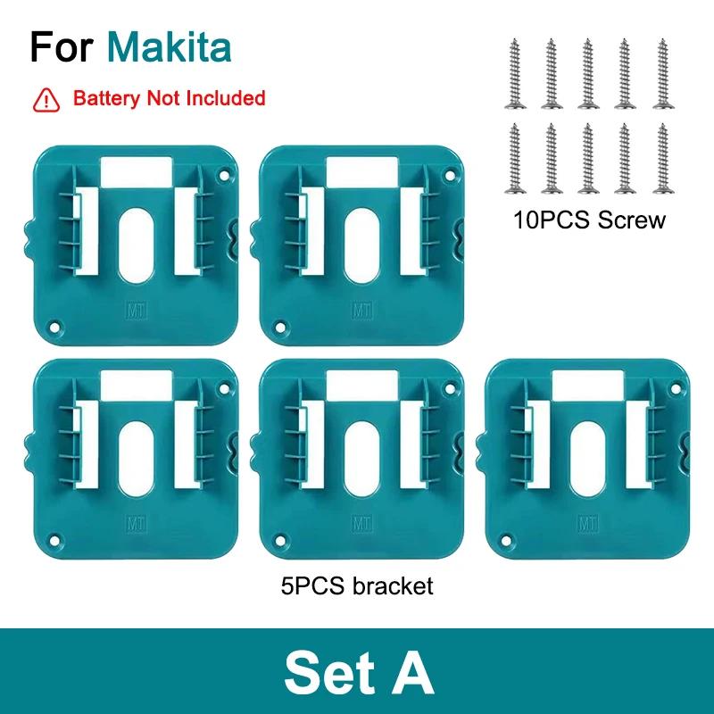5 Pack Battery Storage Rack for Makita 14.4V 18V Li-ion Battery Tools Machine Holder Storage Rack Wall Mount Bracket Fixing
