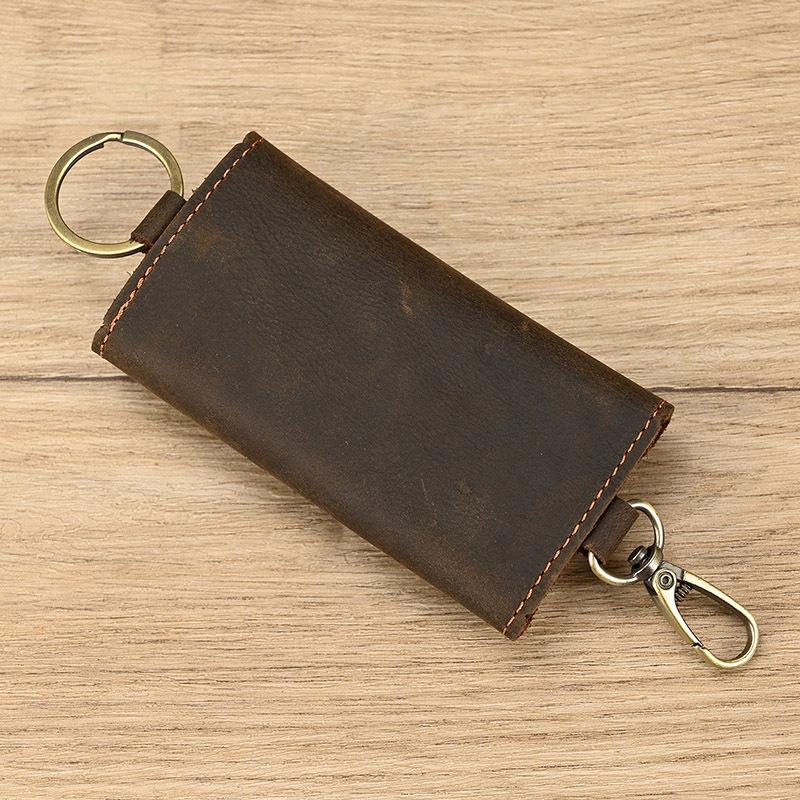 Leather Key Bag, Crazy Horse Leather Multi-Color Keychain, First Layer Cowhide Key Hanging.