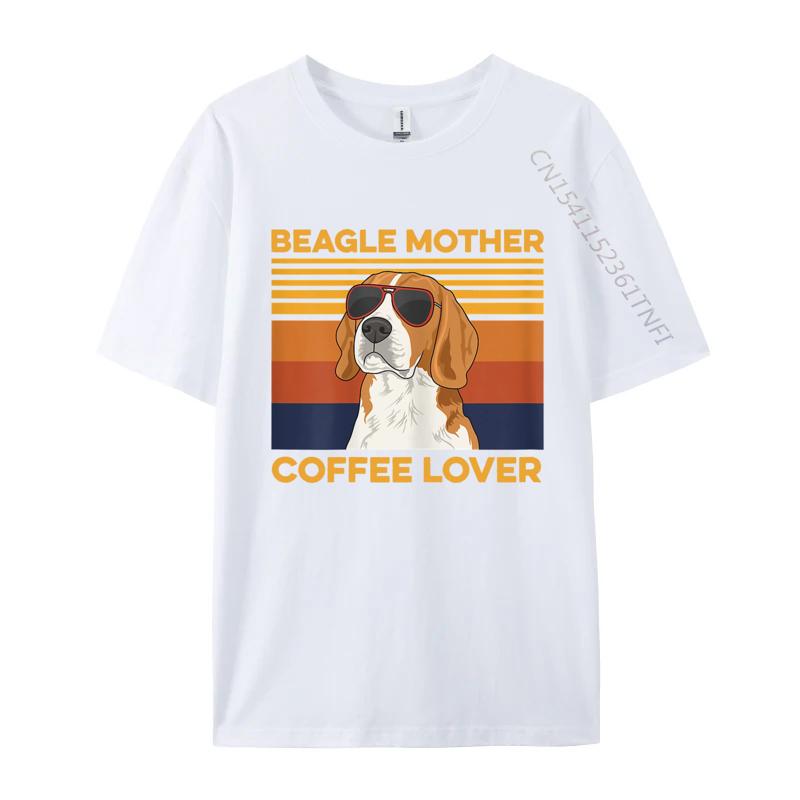 Mens TShirt Beagle Mother Coffee Lover Tee Shirt Arts Retro Cotton Clothes Graphic T Shirts 100 Cotton