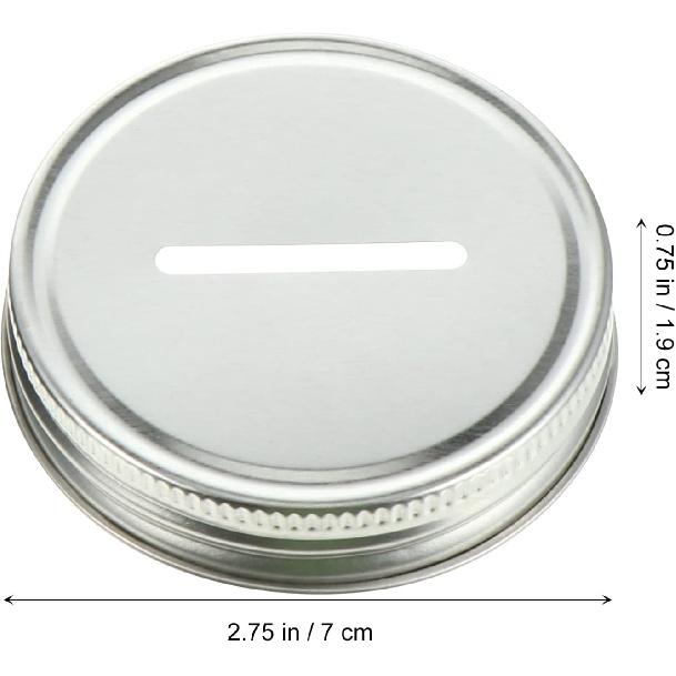 ARTIBETTER 25pcs Coin Slot Lids for Regular Mouth Jars Piggy Banks 70mm
