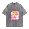 Cute Silly Goose Juice Box Print Washed Purple Y2K Aesthetic Women T-shirt