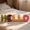 Cuscino Peluche Ciambella Lettera Alfabeto Cuscino da Abbraccio Cuscino Decorativo Morbido Divano Letto Divano Decorazione Cuscini Lettera A Z Ciondolo