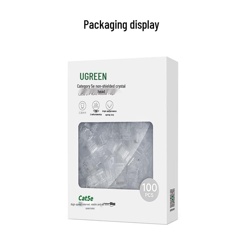 Ugreen Cat5e RJ45 Ethernet Connectors, 30U Gold-Plated (100-Pack)