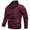 Casual Solid Color Jacket Zipper Pocket Stand-up Collar Large Size Coat Men's Pure Cotton Thin Autumn Top