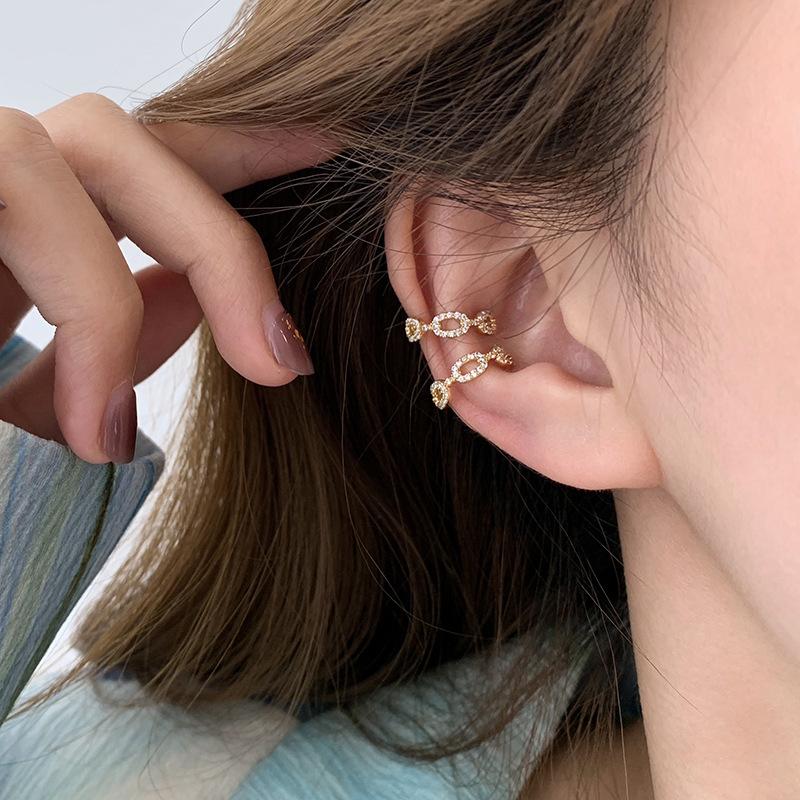 Korean Small Zircon Earbone Clip Cold Wind Adjustable Earclip No Earhole Design Earrings Women