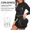 Long Sleeve Padded Butt Lifter Bodysuit, Tummy Control Yoga Fitness Workout Tight Shaping Jumpsuit