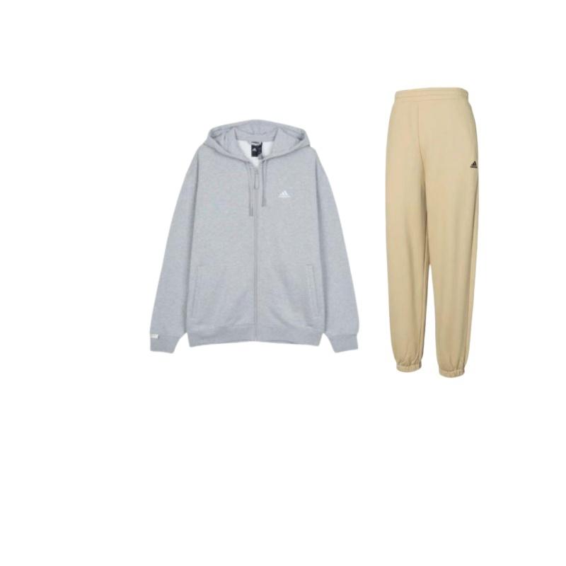 

Adidas Hooded Zipper Long Sleeve Top Solid Color Elastic Thickened Fleece Sweatpants Casual Sports Suit Unisex sweatsuit IV7609+-IV7606 XL