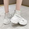 Fashion Knitting High Platform Sneakers Women Autumn Thick Bottom Short Sock Boots Non-slip Motorcycle Chunky Shoes Booties Mujer 8.5CM