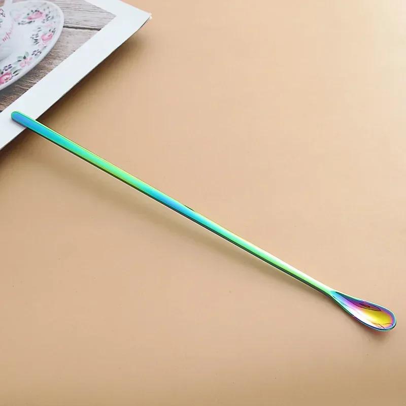 Stainless Steel Long Handle Coffee Stirring Spoon with Waterdrop Shape Ideal for Honey and Cocktail Mixing Bar Tool