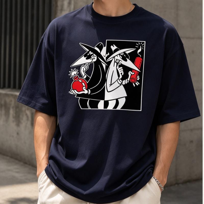 Spy Vs Spy Mad Magazine Vintage Cartoon T Shirt Unisex Retro Comic Graphic Tee Casual Streetwear Short Sleeve Cotton Harajuku Top