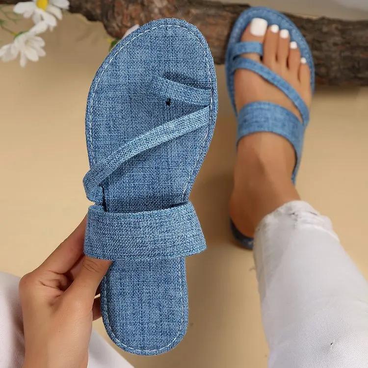 Fashion Fashionable New Summer Women's Shoes Versatile Sports and Casual Set Toe Women's Flat Bottom Sandals and Slippers Solid Color