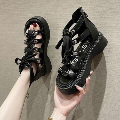 Sandalias Mujer Verano 2024 Spring Thick Bottom Beach Roman Shoes Lace Up Sandal Boots Casual Versatile Women Pumps Luxury Shoes