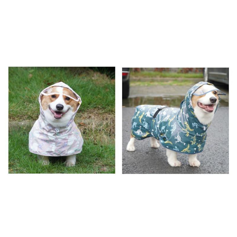 Waterproof Dog Raincoat Full Belly Hooded Cape for Small Medium Large Dogs Teddy Corgi Golden Retriever Puppy Outdoor Rain Jacket