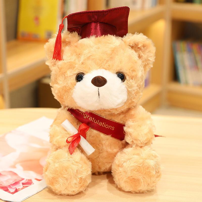 23-28cm Lovely  Plush Toy Stuffed Soft Colorful Kawaii Bear Animal Dolls Graduation Birthday Gifts