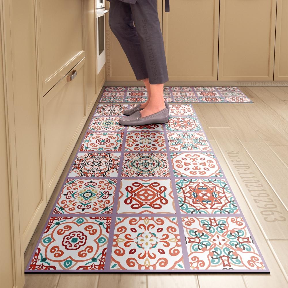 1PCS Kitchen Floor Mat Waterproof, Anti-skid, Anti-dirty Foot Mat Household Door Mat Crystal Velvet Long Strip Carpet Door Mats