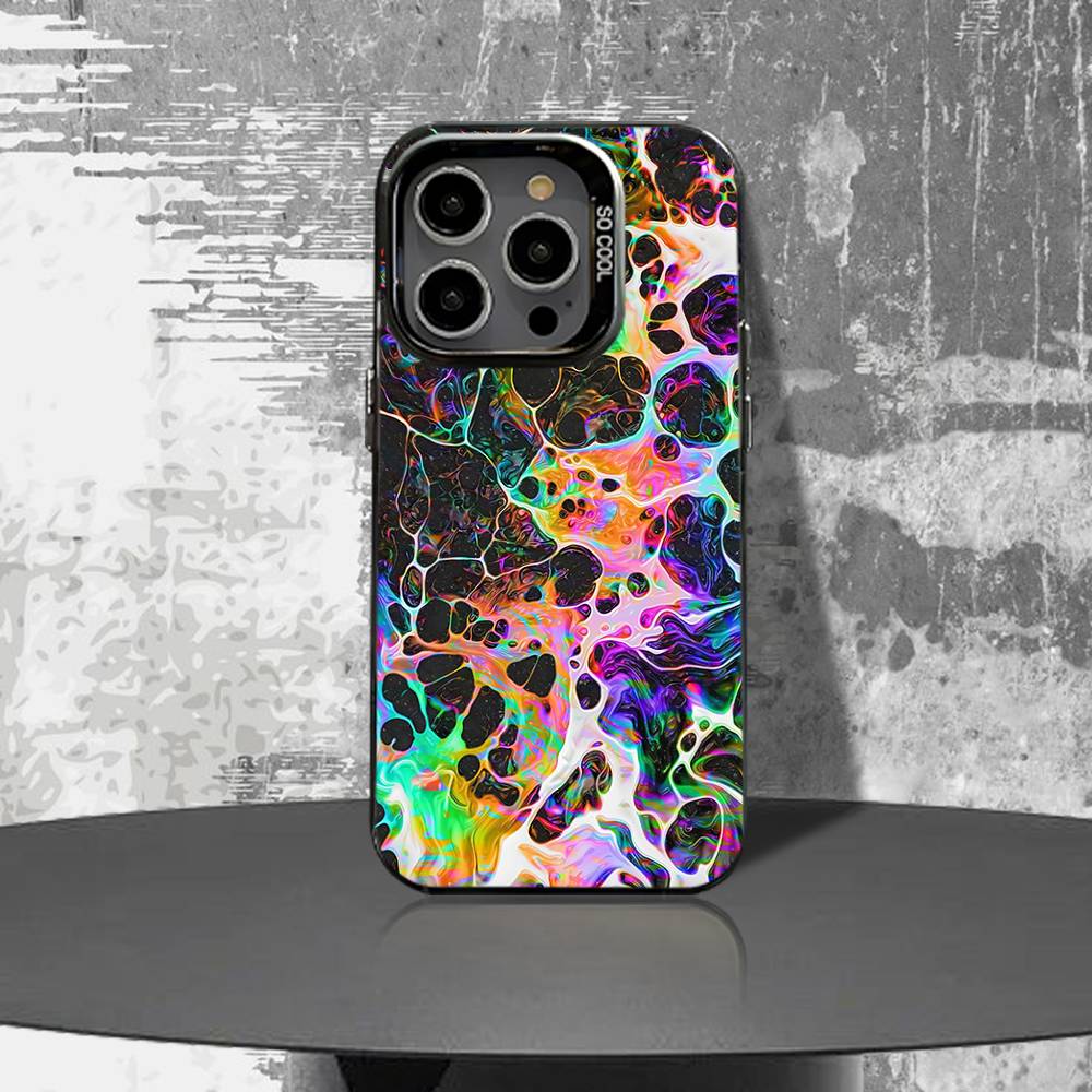 Hex Tech Psychedelic Phone Case For iPhone 16,15,14,13,12,11,Pro,XS,Max,Plus,Mini,SE4,E Black Matte Shockproof Cover