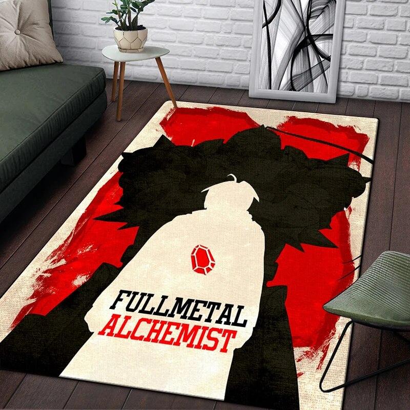 Fullmetal Alchemist Anime Painting Carpet for Living Room Large Area Rug Black Soft Carpet Home Decoration Mats Boho Rugs Picnic