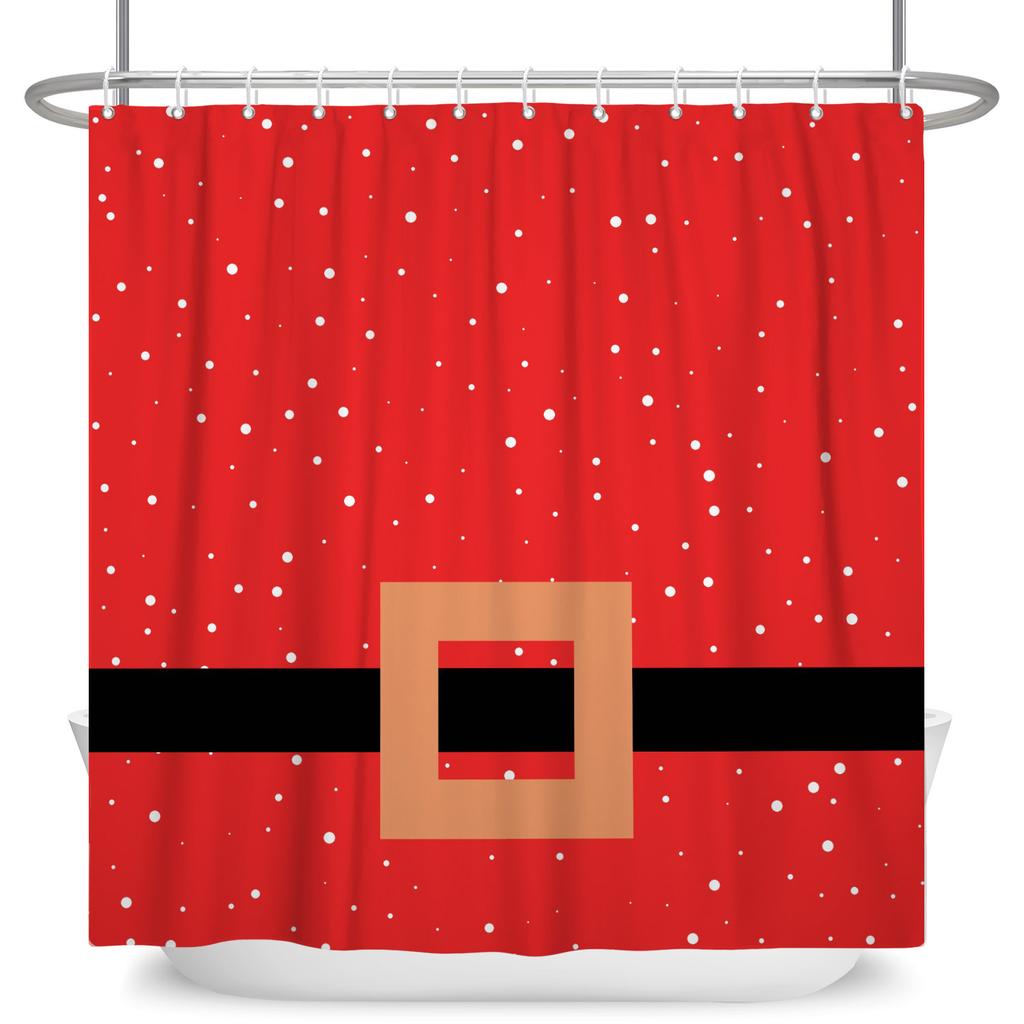 Merry Christmas Shower Curtain Winter Snow Santa Claus Christmas Trees Decor Bath Curtains Waterproof Bathtub Screen