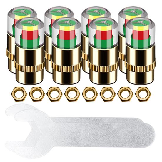 Car Tire Pressure Monitor Valve 36 PSI 2.4 Bar Tire Pressure Sensor Stem Caps for Cars Visual Tri-Color Alarm Easy To Read Tire Pressure Indicator