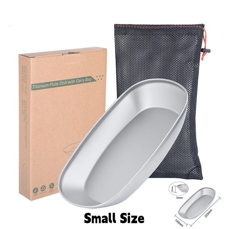 Pure Titanium Elliptical Fish Plate Steamed Plate Camping Fruit Salad Plate Vegetable Plate Portable Camping Baking Plate