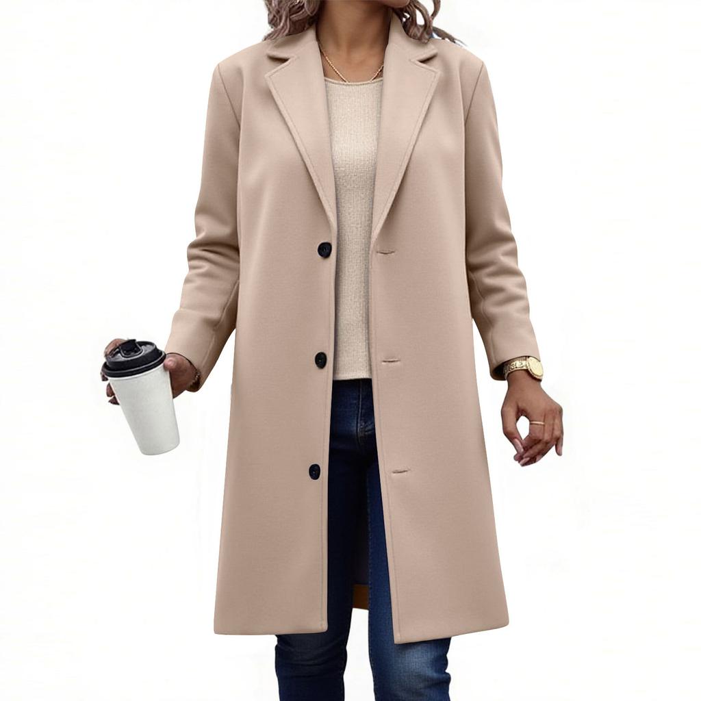 Women's Loose Comfortable Casual And Fashionable V-neck Long Sleeved Solid Color Woolen Jacket