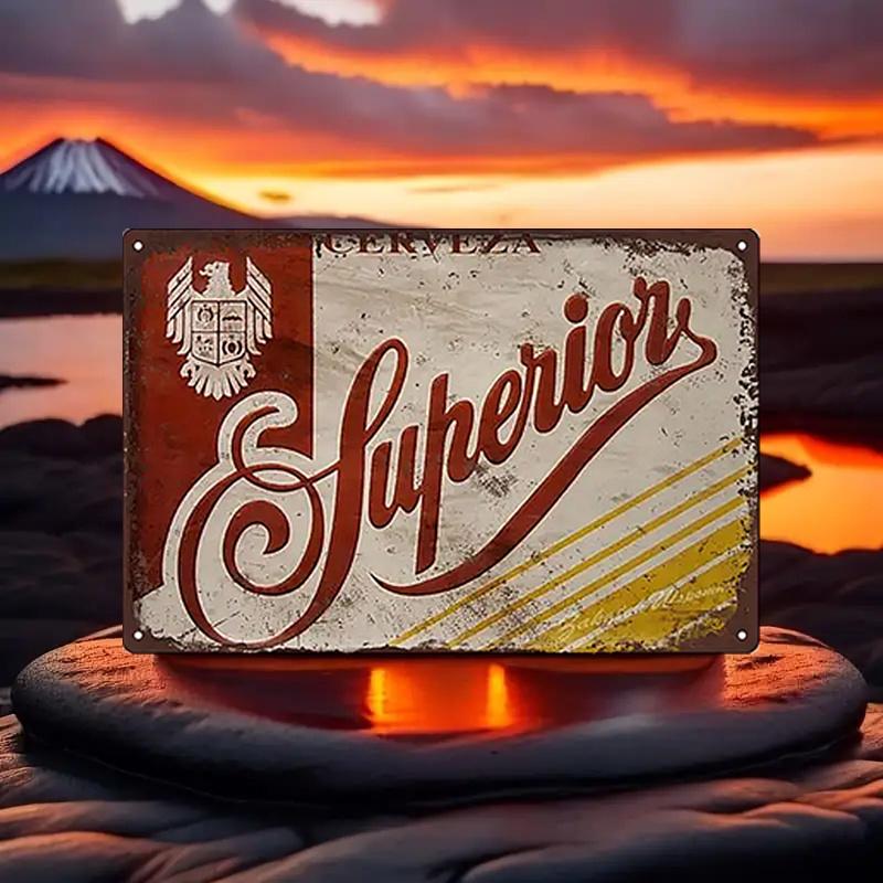

Vintage Superior Beer Metal Sign with Eagle Emblem & Mount Fuji Sunset Design - Rustic Retro Tin Art for Home, Bar, Cafe Decor 20x30cm（7.8x11.8inch）