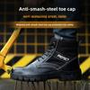 Black Leather Work Shoes Men's Winter Safety Shoes Man Steel Toe Boots Waterproof Work Safety Boots Women Protective Boots