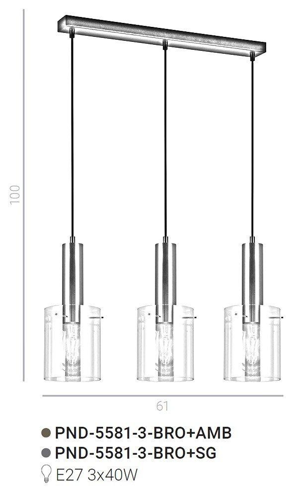 Lampa wisząca Sardo PND-5581-3-BRO+AMB Italux