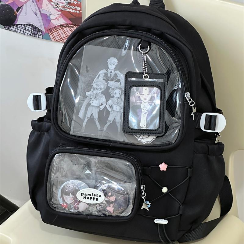 High-value schoolbag for female junior high school students, cute Japanese transparent pain bag, large food volume backpack, student backpack tide