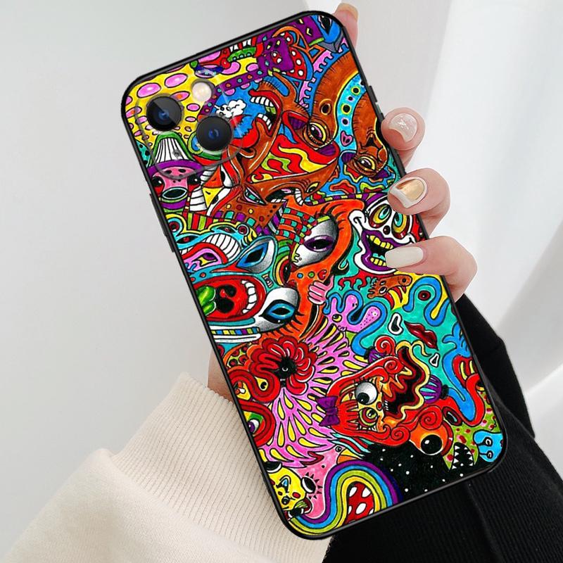 Psychedelic Trippy Art Phone Case For iPhone 17 Pro Max 14 13 12 11 15 16 Pro Max mini 16 15 Plus 16e 17 Air Cover