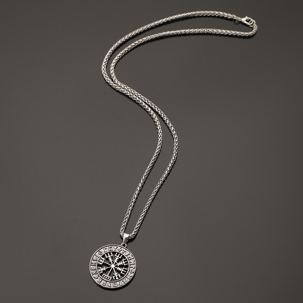 Vintage Viking Rune Pendant Necklace Trendy Fashion Accessory Versatile Party Jewelry