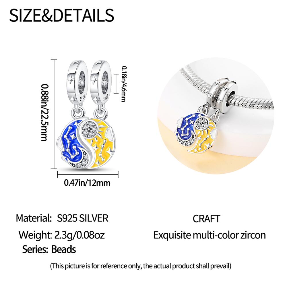 Charm Bead Charms Authentic copper Star Shape Moon Combination Pendant Bead Charms Compatible With Bracelets Diy Fine Gift Women Delicate Jewellery