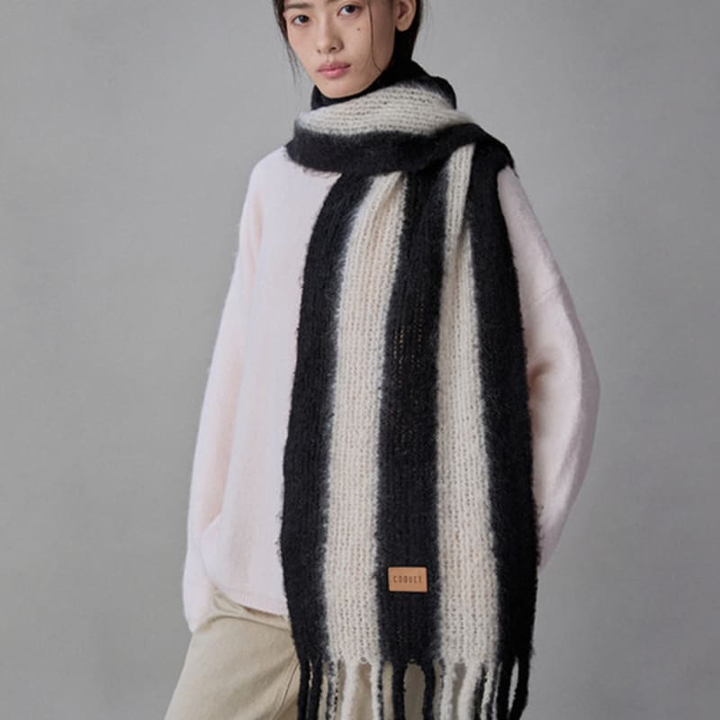 COQUET Teddy Stripe Emblem Muffler Midnight Black