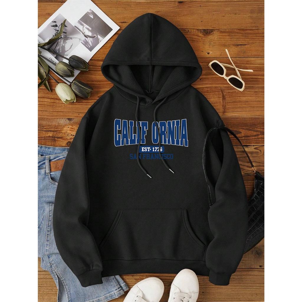 California Est 1776 San Francisco Men Women Hoodies Cute Pocket Pullovers Pattern Oversize Streetwear Fleece Couple Sportswear