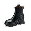 Fashion NEW Winter Women Boots Split Leather Shoes for Women Round Toe Chunky Heel Shoes Casual Zip Platform Shoes Warm Wool Snow Boots