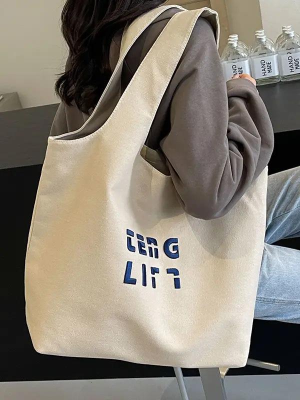 Koreanische lässige große Tragetasche: Damen 2025 Vielseitige Literarische Umhängetasche