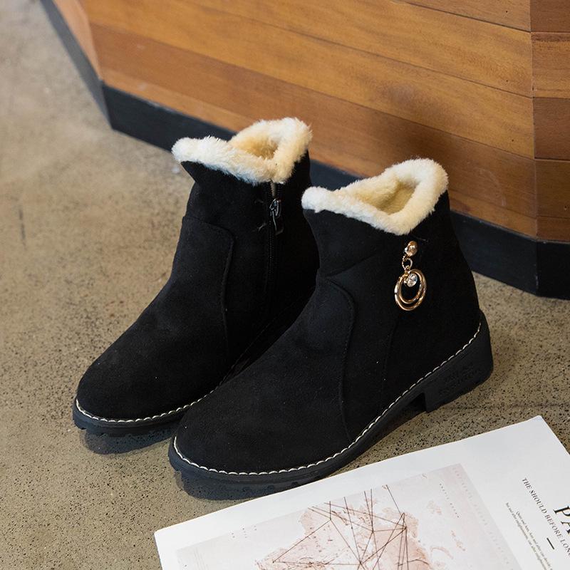 Botas de nieve de mujer cómodas de tacón plano coreano Martin Botas  invierno zapatos de algodón para mujer comprar a buen precio — entrega  gratuita, reseñas reales con fotos — Joom