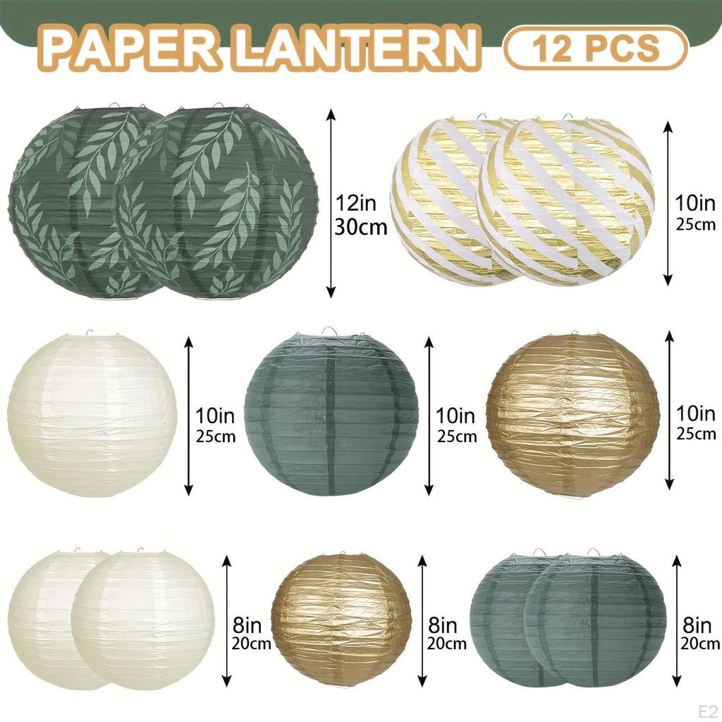 12Pcs Paper Lanterns Round Ball for Home Decor Bridal Shower Party