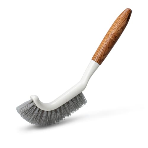 KOME Bath Cleaning Brush, Wood Grain, Hanging (for Drains, Faucets, Bathtubs, and Bathrooms) with PP Mesh (Bent)