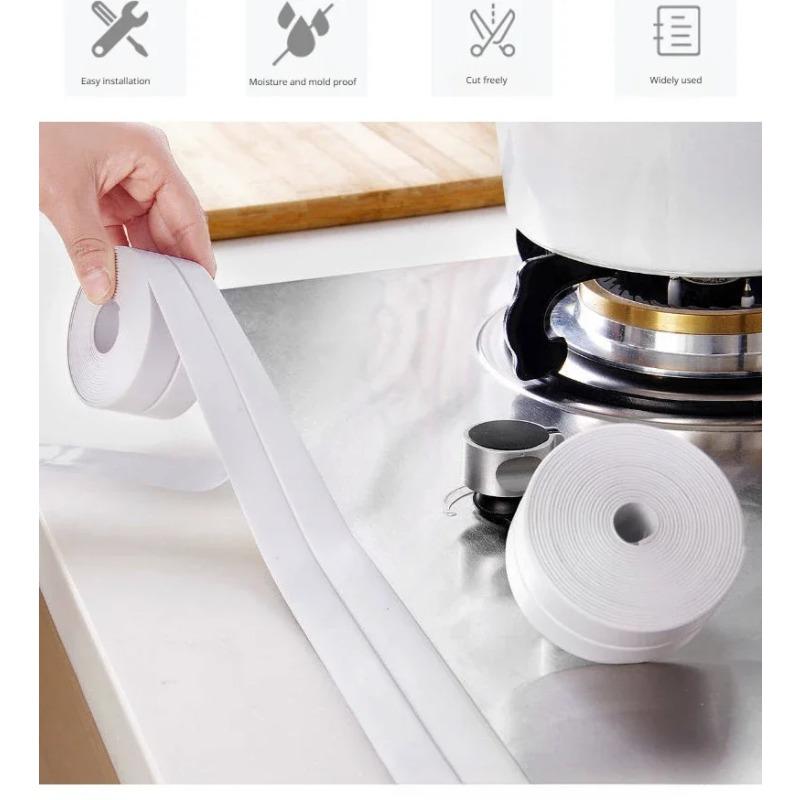 Bathroom Sealing Tape Waterproof Sealing Tape Suitable for Bathroom, Toilet, Kitchen Countertop, Bathroom, Toilet (white 38mmX3.5m)