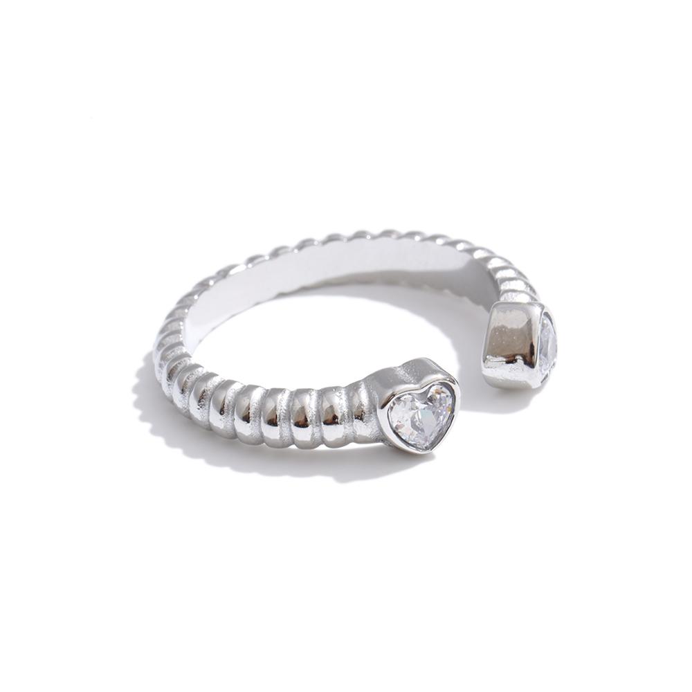 

Yhpup Size 8 Stainless Steel Cubic Zirconia Heart Open Ring for Women Delicate Arrivals Finger Jewelry Recommend 8