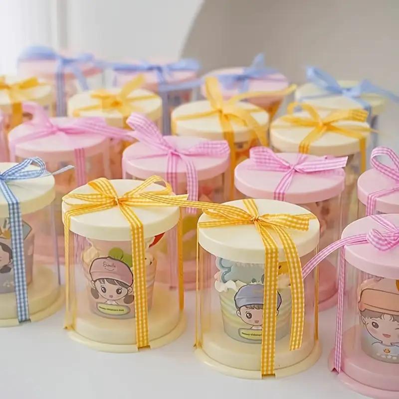 WTEMPO Transparent Mini Gift Boxes with Flip-Top Lids Plastic Circular Containers Boxes Festive Packaging Boxes for Storing and Gifting Delicate Items