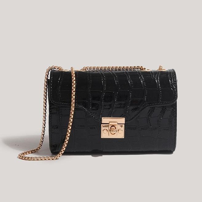 

Сумка женская сумка новая маленькая квадратная сумка квадратная пряжка на косую через плечо модная цепочка с высоким чувством универсальная чёрный